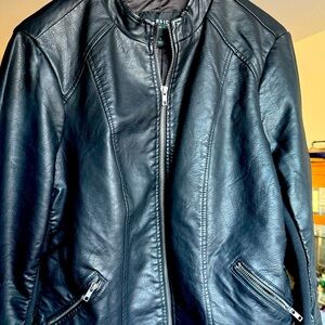 Torrid Black Leather Quilted Motorcycle Jacket